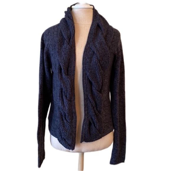 Women's Converse One Star Open Front Cardigan Long Sleeve Knit Sweater - Picture 1 of 8